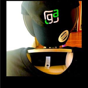 Next Level Apparel black large t-shirt and baseball cap